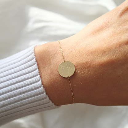 The Double Sided Trio Fingerprint Bracelet | 10K Gold Circle