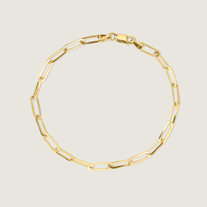 Bold Paperclip Chain Bracelet  | 10K Solid Gold